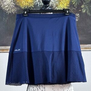 RLX Ralph Lauren Womens Navy Blue Eyelet Panel Skort Golf Tennis Size Medium